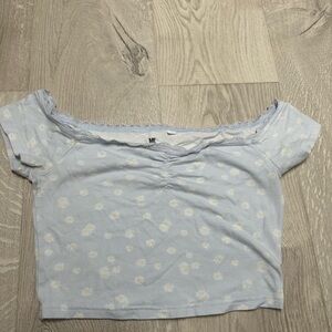 PacSun Light Blue Floral Lace Crop Top